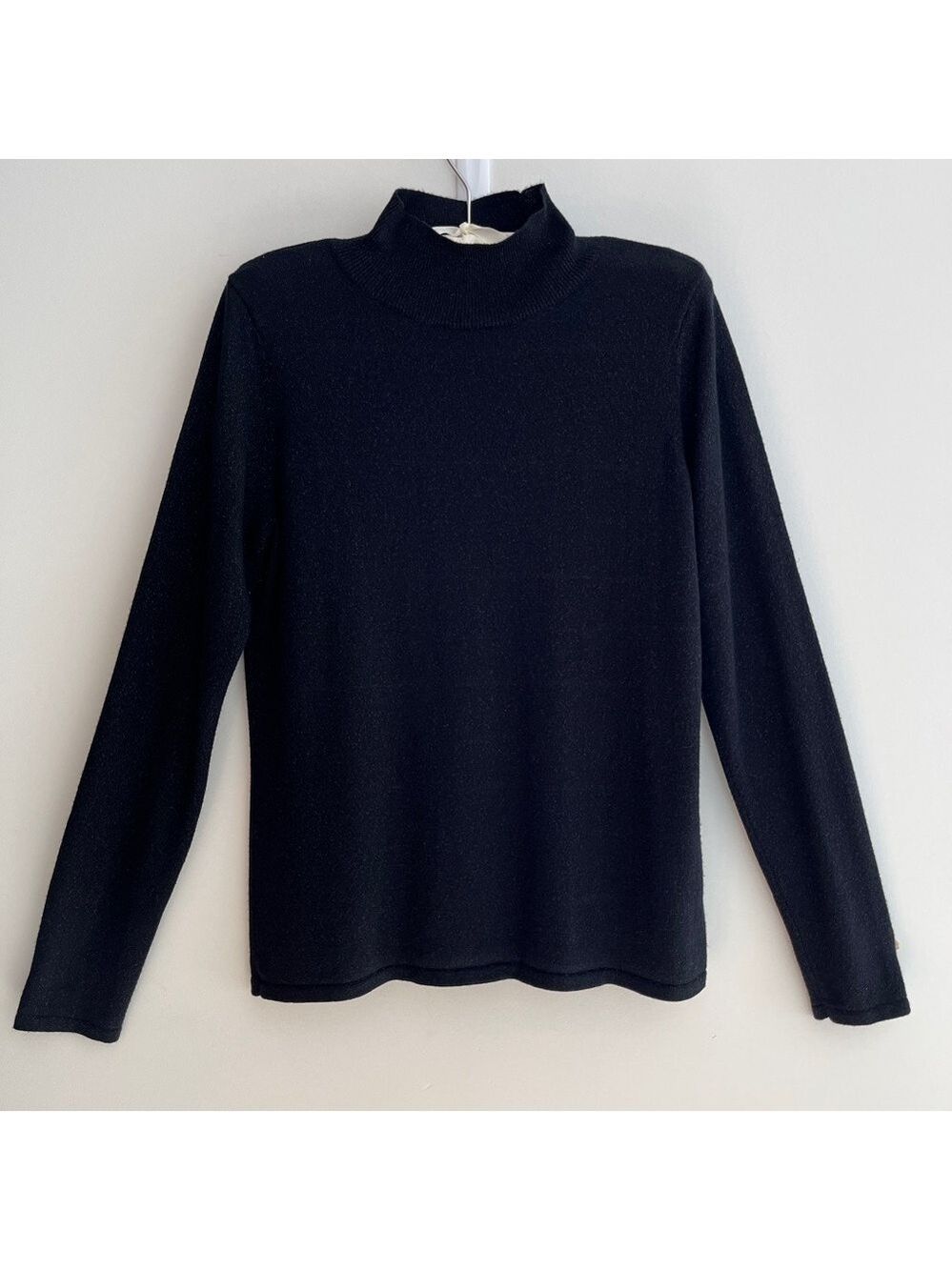 NANETTE LEPORE Mock Neck Long Sleeve Sweater Subtle Metallic and Black Basic